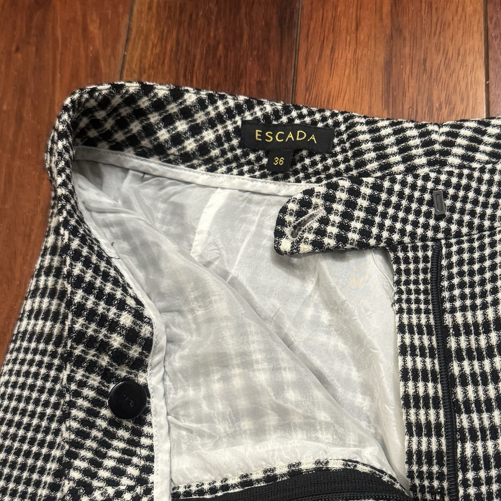 Escada Wool Blend Glen Plaid Pants Size:38(US Size:S) Women Strech - Picture 5 of 8